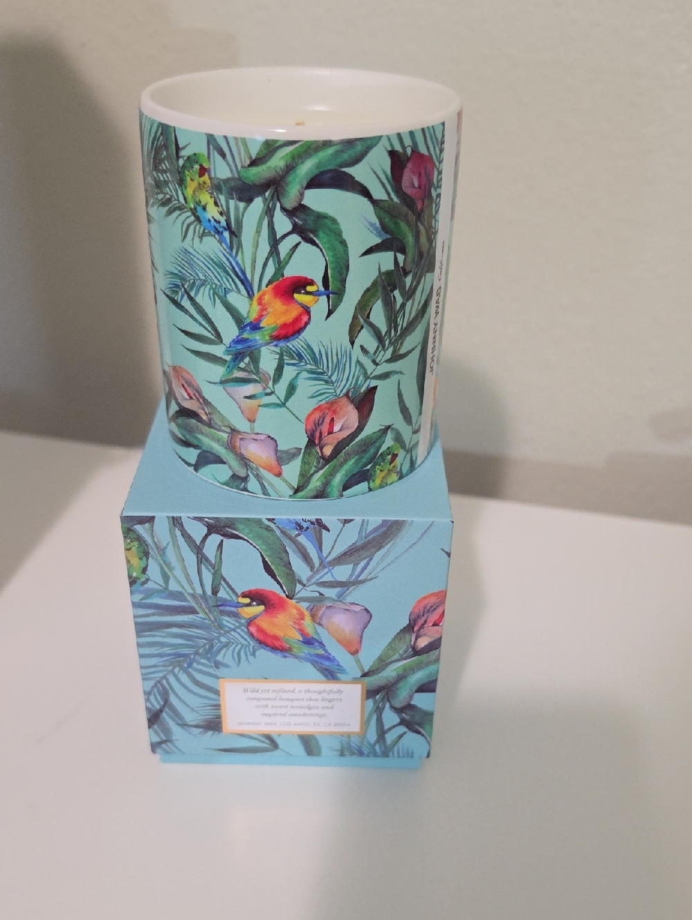 Johnny Was Tropical Bird Ceramic Mug in Aqua
